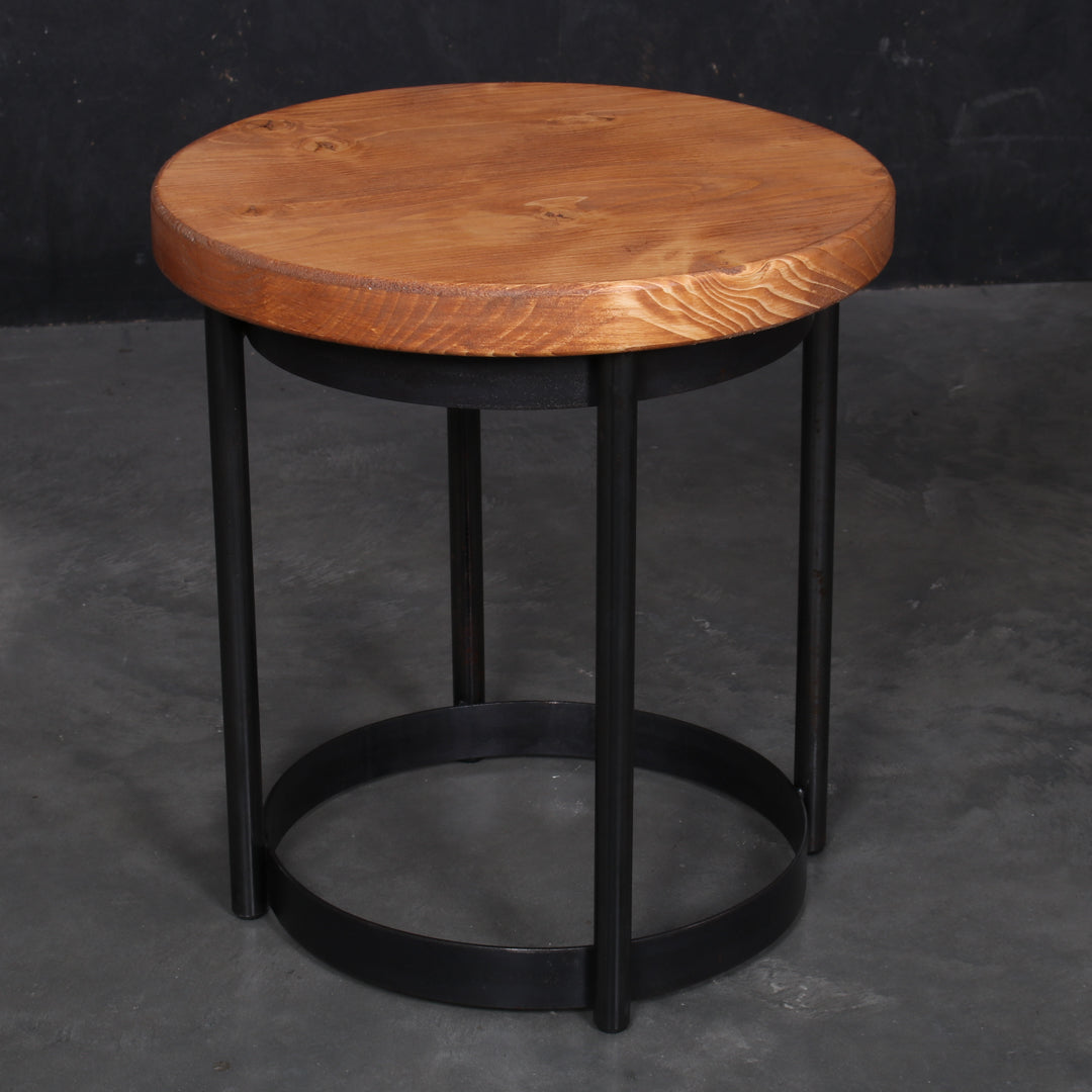Rustic Industrial Stool Swansea Handmade Furniture Chunk Monkey Light Oak