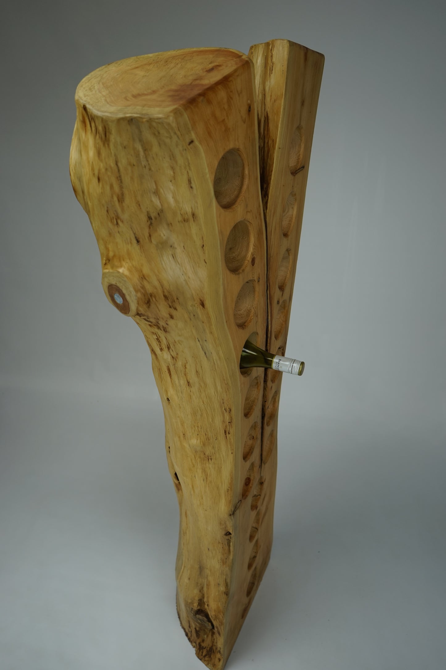 Rustic Split Tree Trunk Wine Rack
