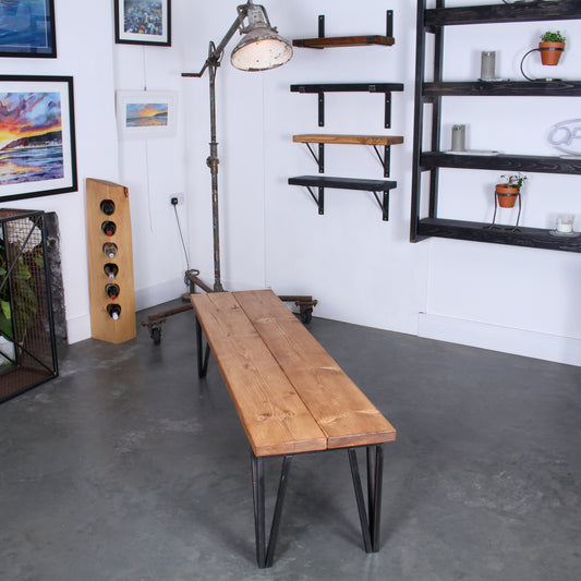 Rustic Industrial Extra Chunky Bench - Slim Hairpin