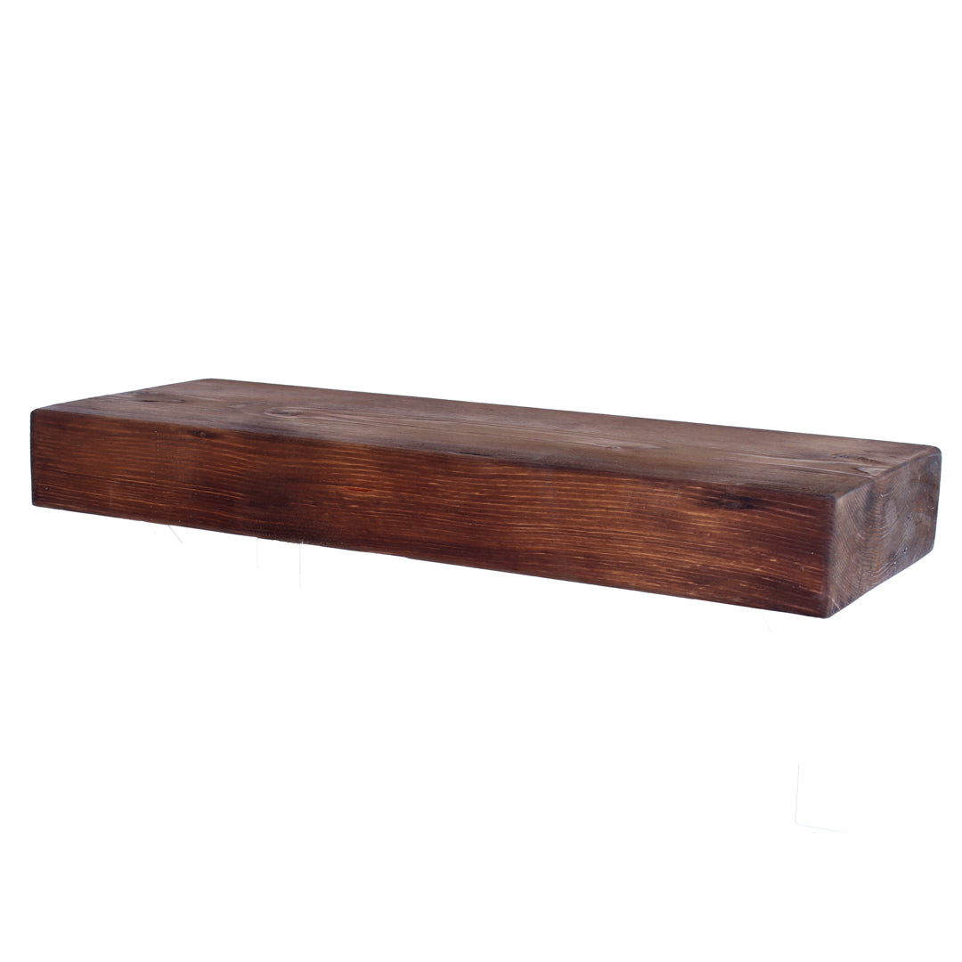 An example of a solid walnut stained 'Extremely Chunky' premium C24 board for use as a shelf, approx 3ft long.