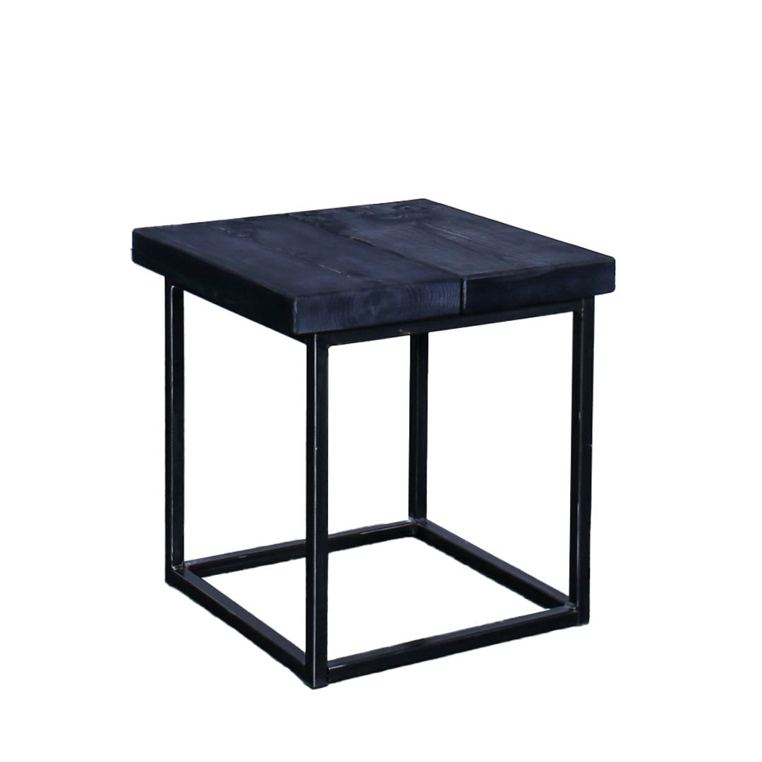extra chunky handmade rustic industrial cube side table charcoal