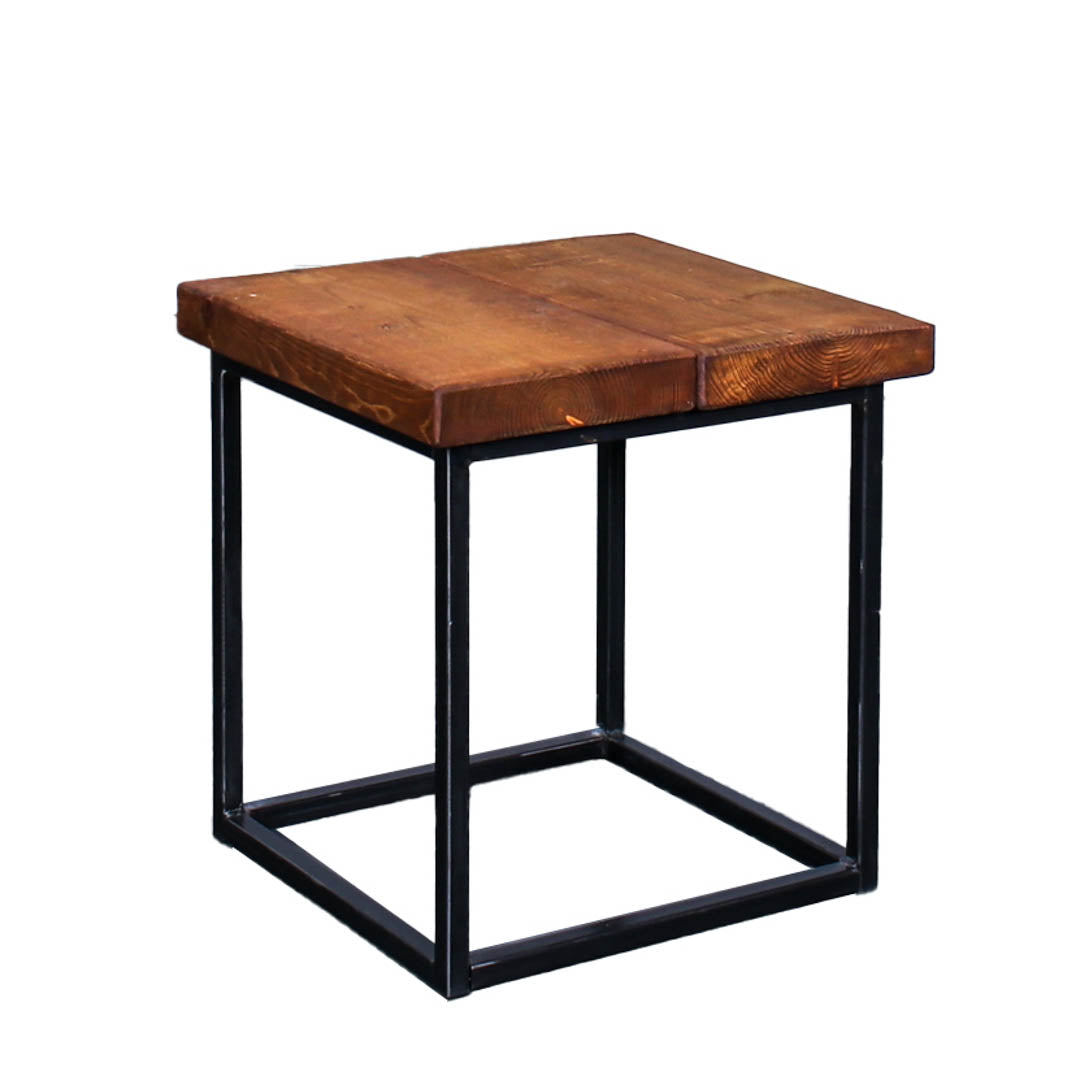 extra chunky handmade rustic industrial cube side table oak