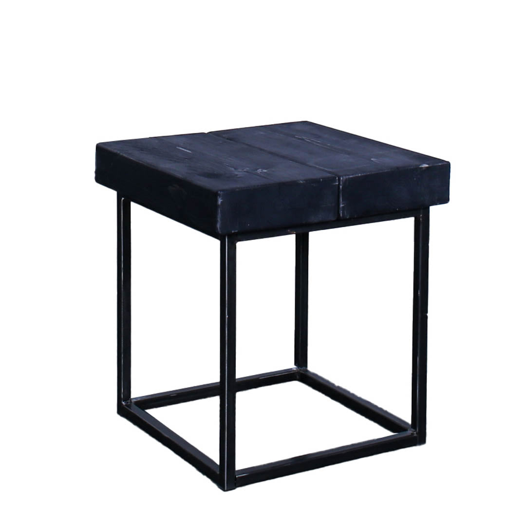extremely chunky handmade rustic industrial cube side table charcoal
