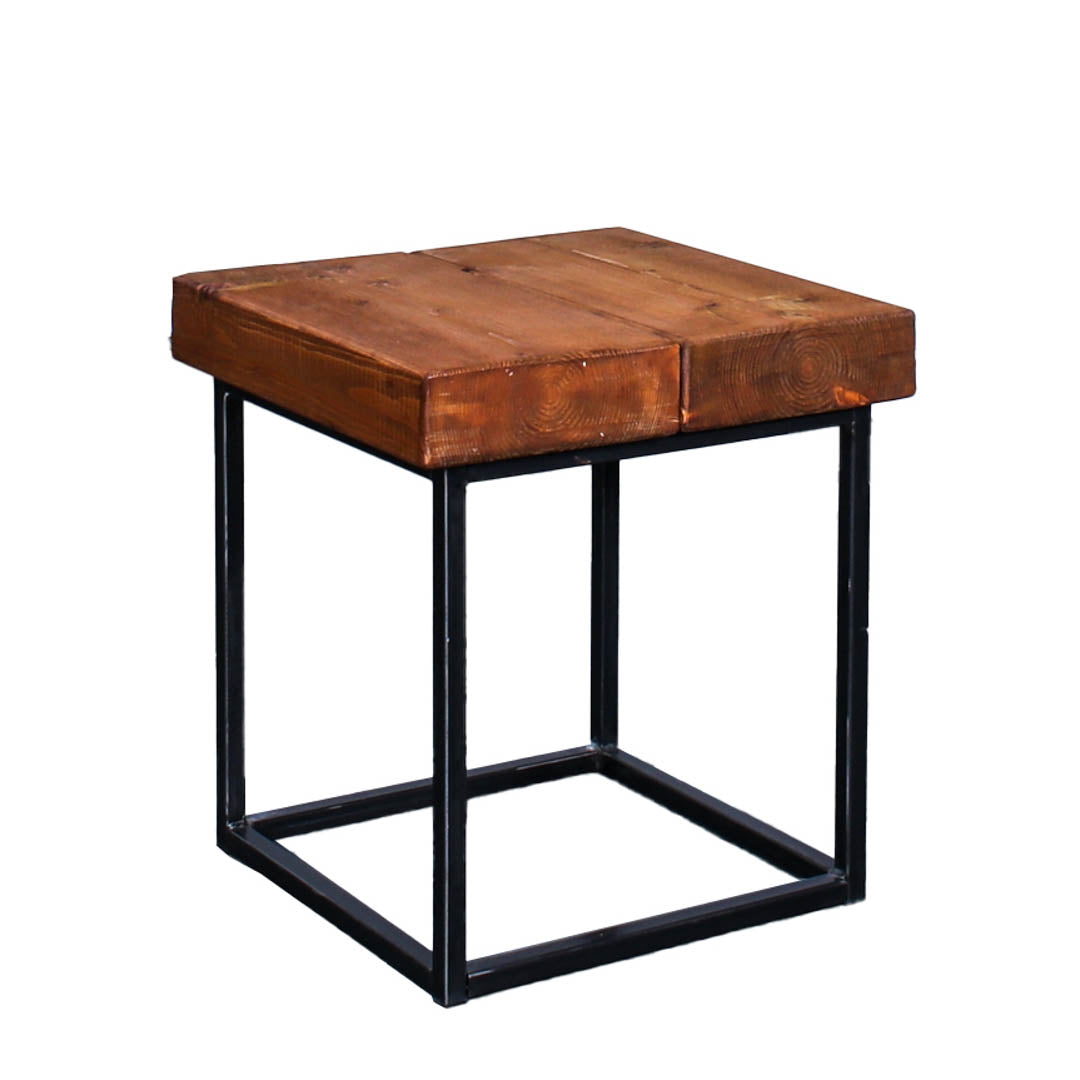 extremely chunky handmade rustic industrial cube side table oak