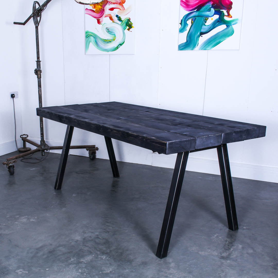extremely chunky rustic industrial dining table chunk 2 4 boards studio charcoal