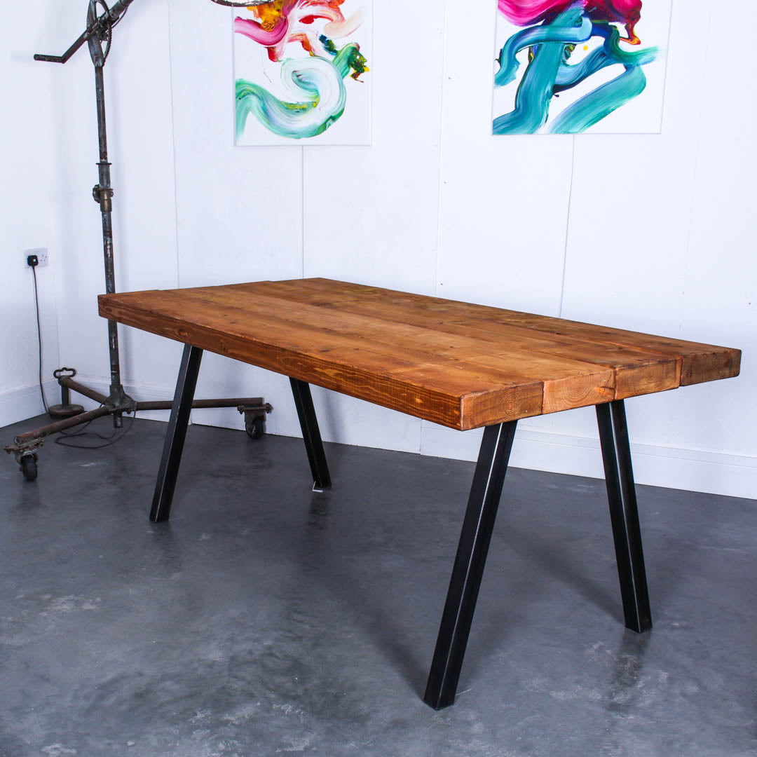 extremely chunky rustic industrial dining table chunk 2 4 boards studio oak