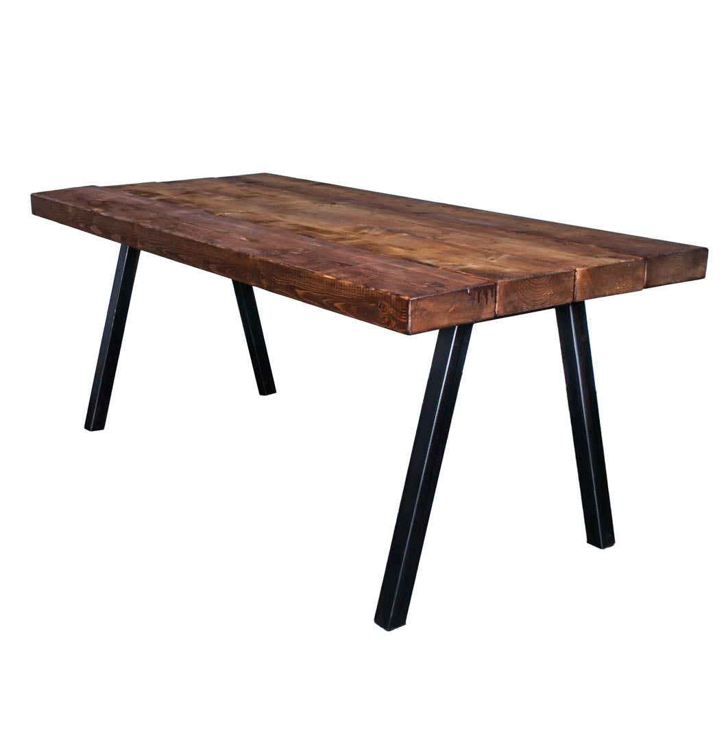 extremely chunky rustic industrial dining table chunk 2 4 boards walnut