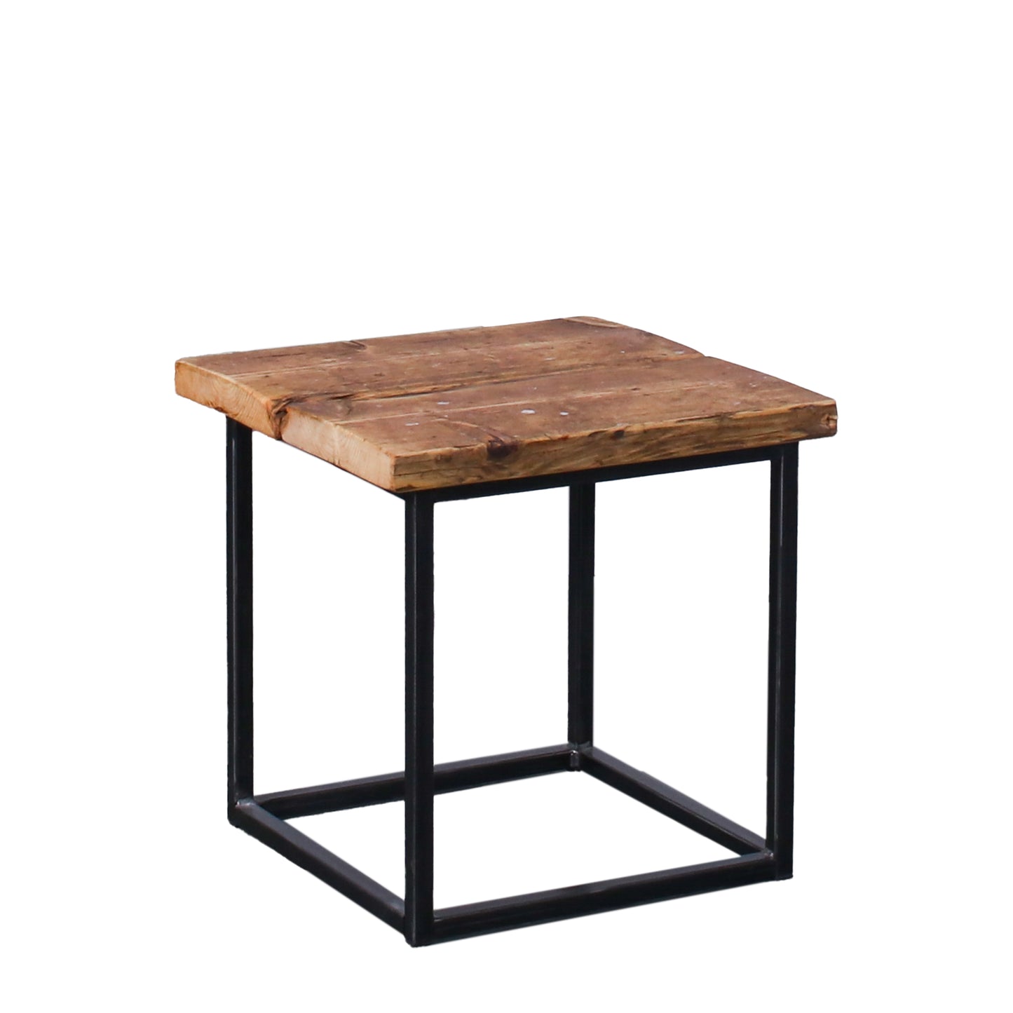 reclaimed scaffold board rustic industrial cube side table clear oil