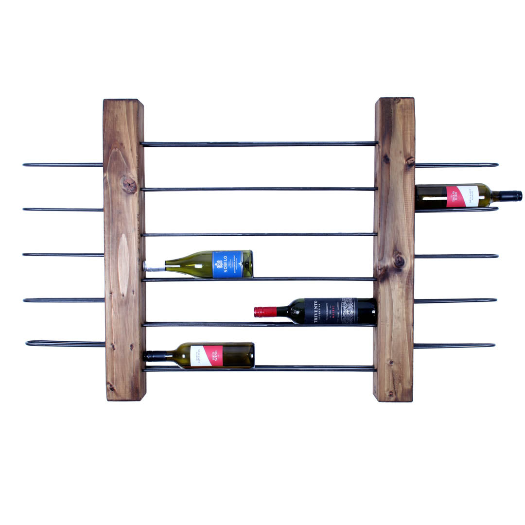 rustic industrial handmade wine rack unit double walnut 22 bottle front profile