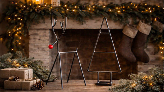 Handmade Industrial Metal Christmas Trees and Reindeer