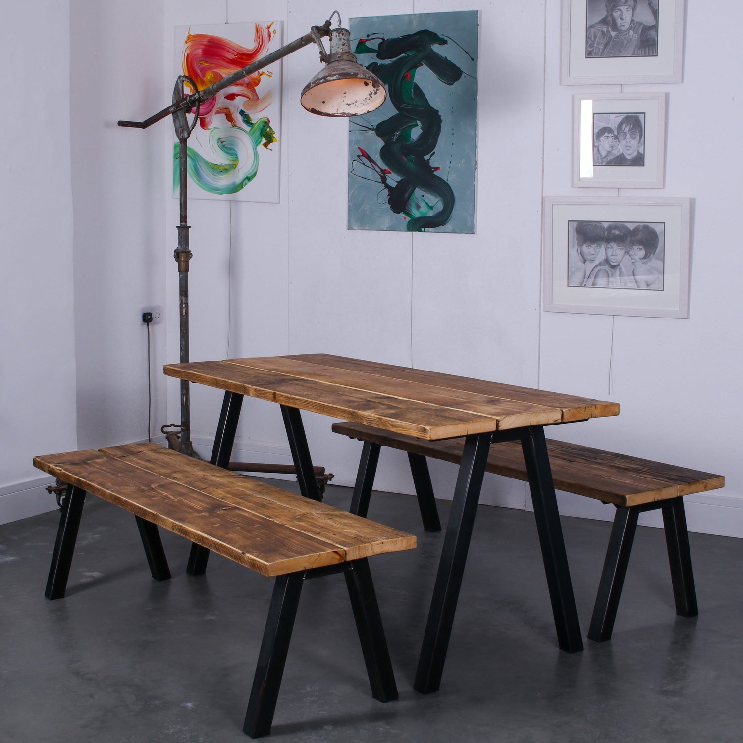 handmade rustic industrial reclaimed scaffold board bench
