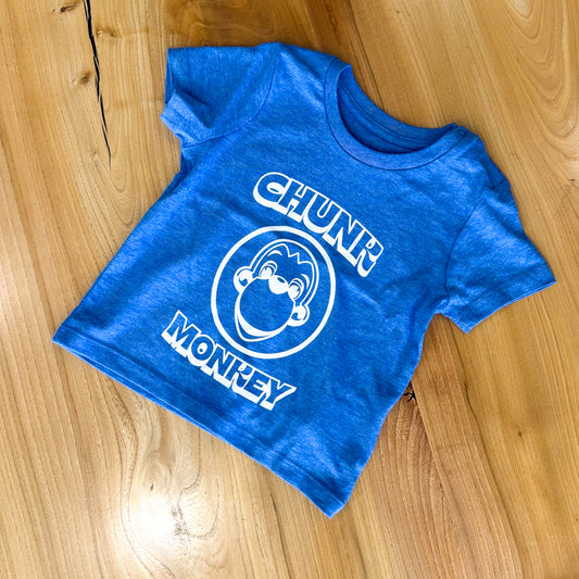 Chunk Monkey Face Infants T-Shirt (Heather Blue)