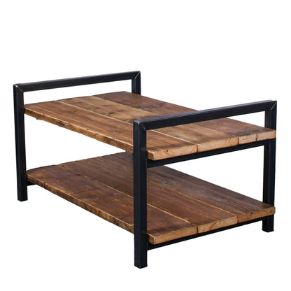 Rustic Industrial Reclaimed Scaffold Board Two Tier Coffee Table