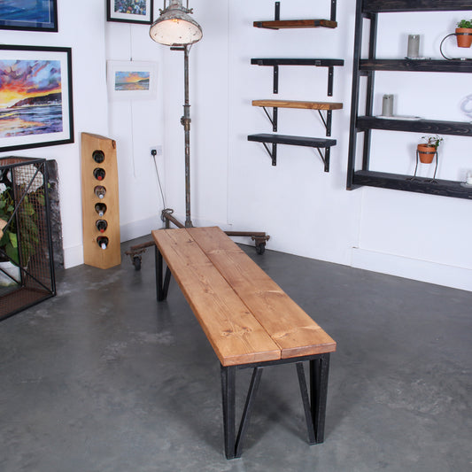 Rustic Industrial Extra Chunky Bench - Chunkier Hairpin