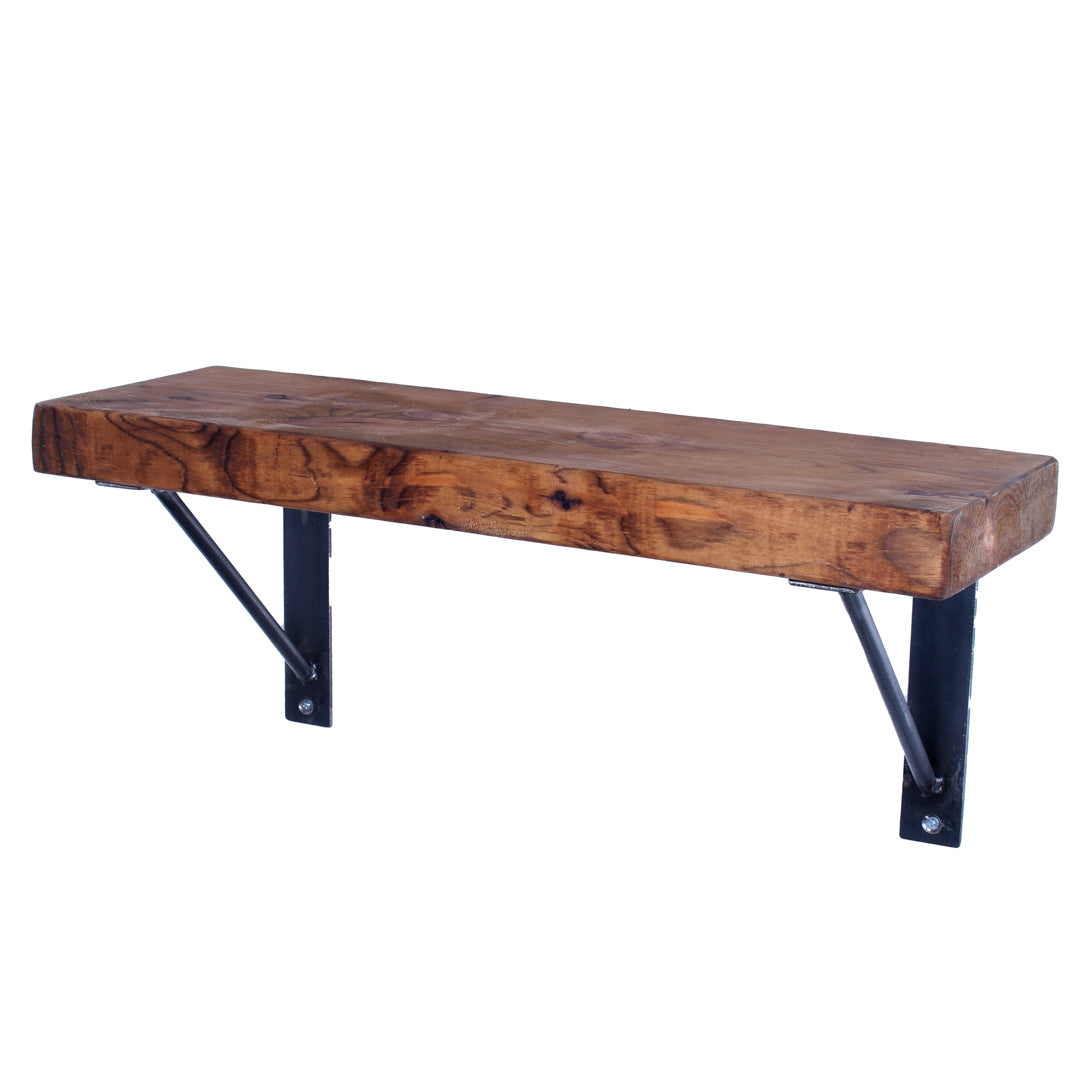 Rustic Industrial Extra Chunky Shelf with Round Bar Brackets