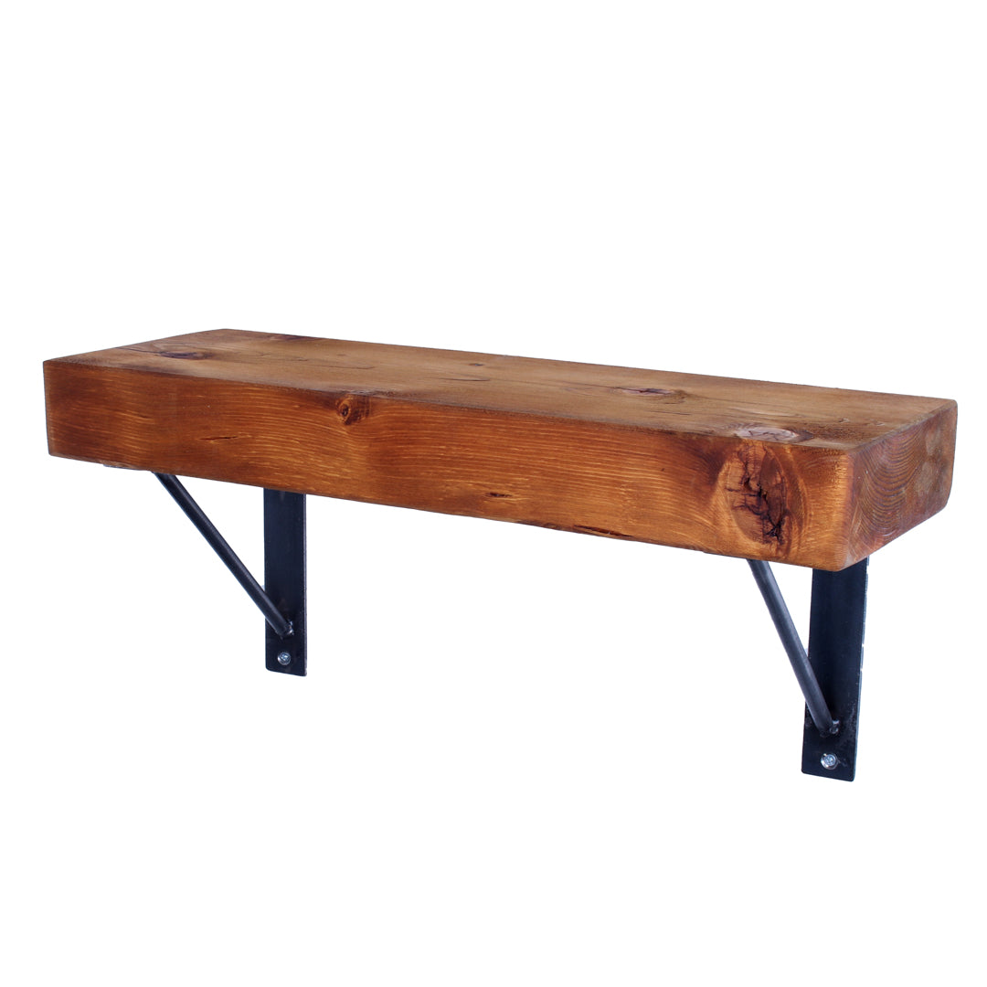 Rustic Industrial Extremely Chunky Shelf with Round Bar Brackets