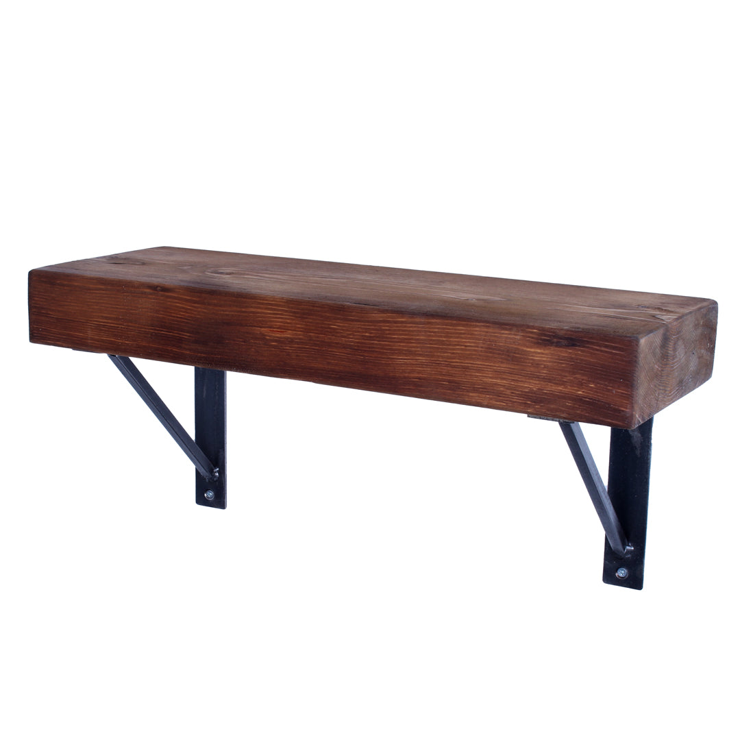 Rustic Industrial Extremely Chunky Shelf with Square Bar Brackets