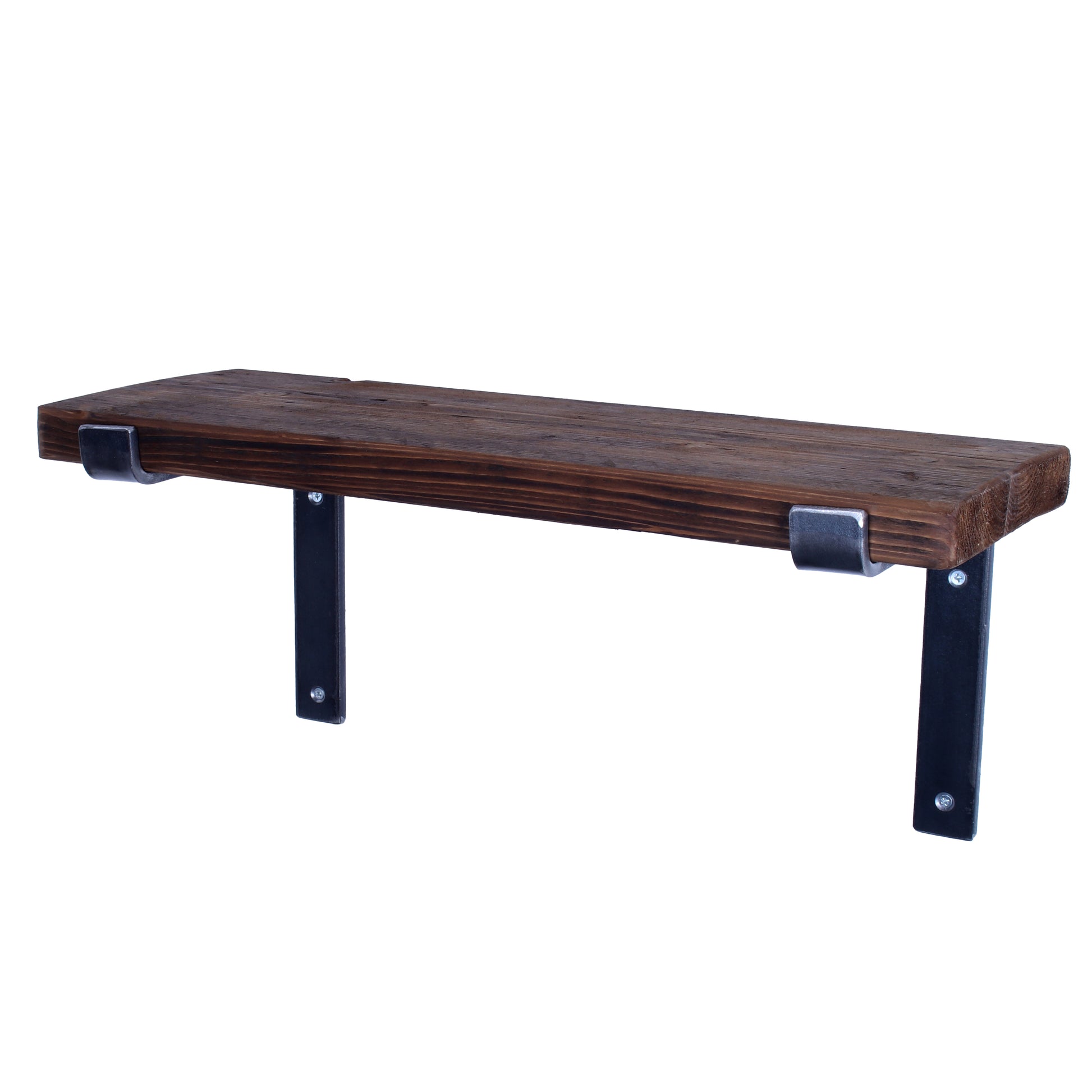 Reclaimed Scaffold Board Shelf with Down brackets Walnut