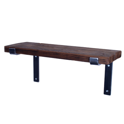 Reclaimed Scaffold Board Shelf with Down brackets Walnut
