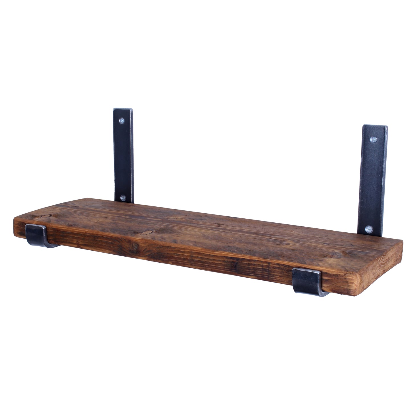 Reclaimed Scaffold Board Shelf with Up brackets Oak