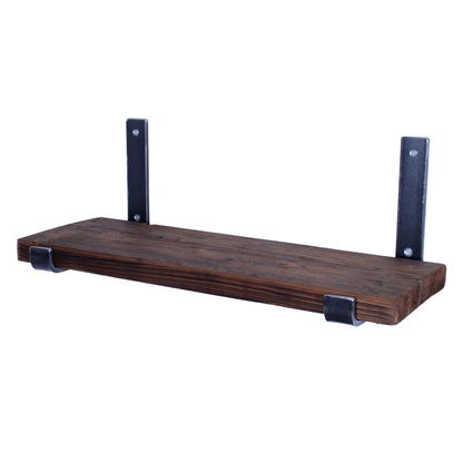 Reclaimed Scaffold Board Shelf with Up brackets Walnut