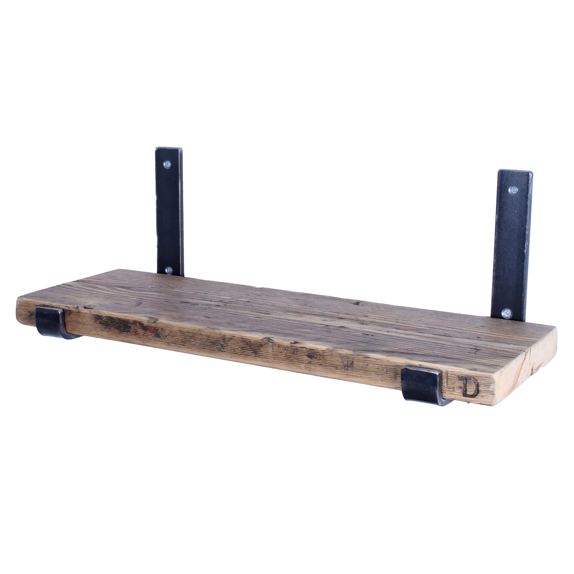 Reclaimed Scaffold Board Shelf with up  brackets clear oil