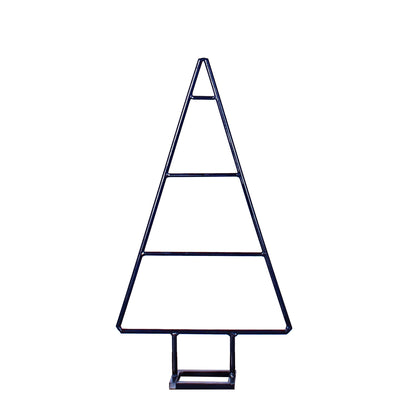 Rustic industrial medium sized steel Christmas tree in a studio setting.