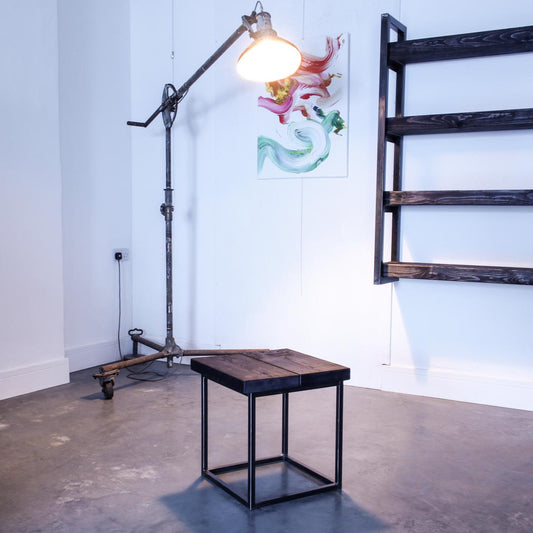 extra chunky handmade rustic industrial cube side table studio charcoal