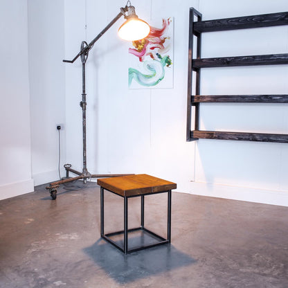 extra chunky handmade rustic industrial cube side table studio oak