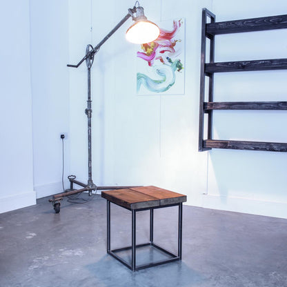 extra chunky handmade rustic industrial cube side table studio walnut