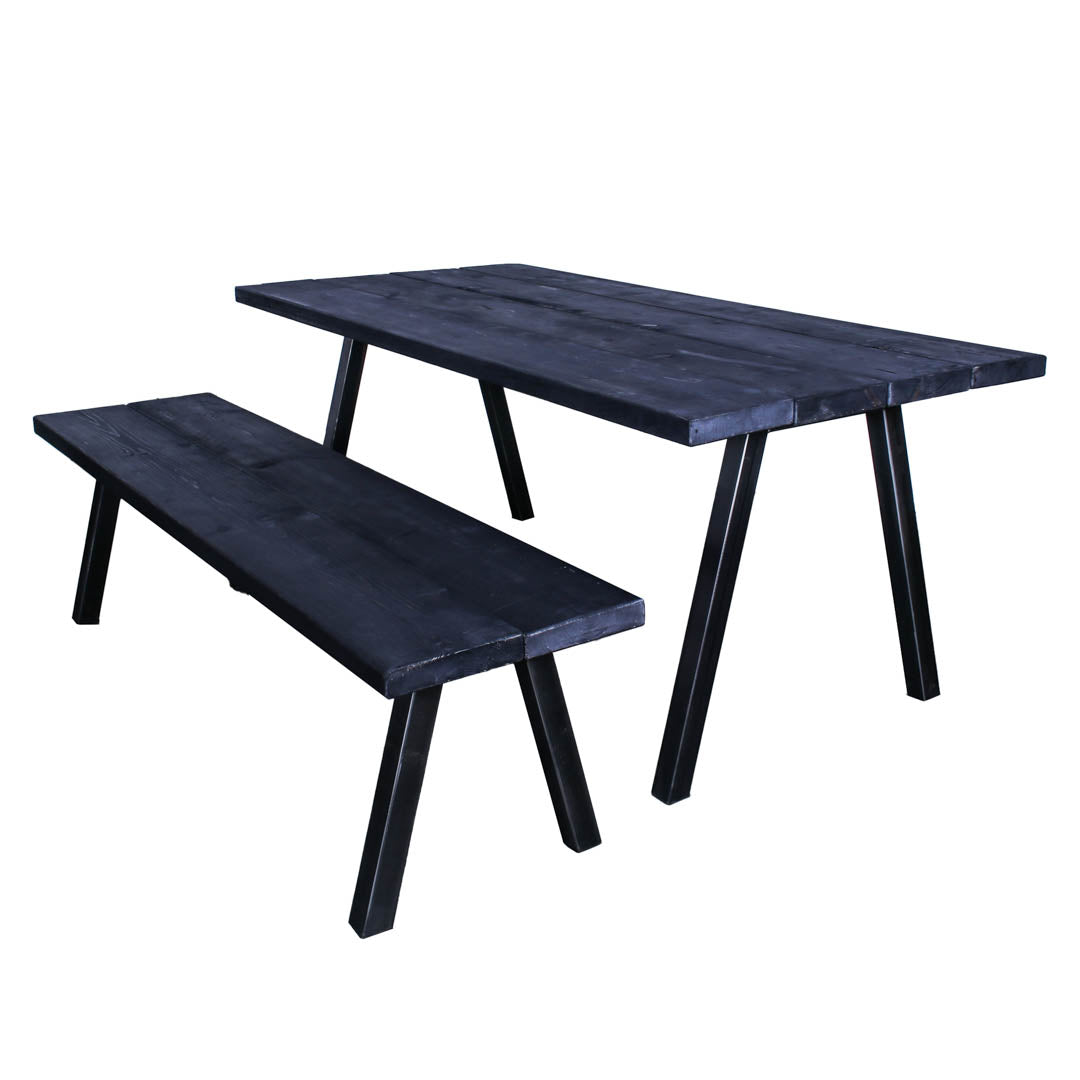 extra chunky rustic industrial bench chunk two charcoal