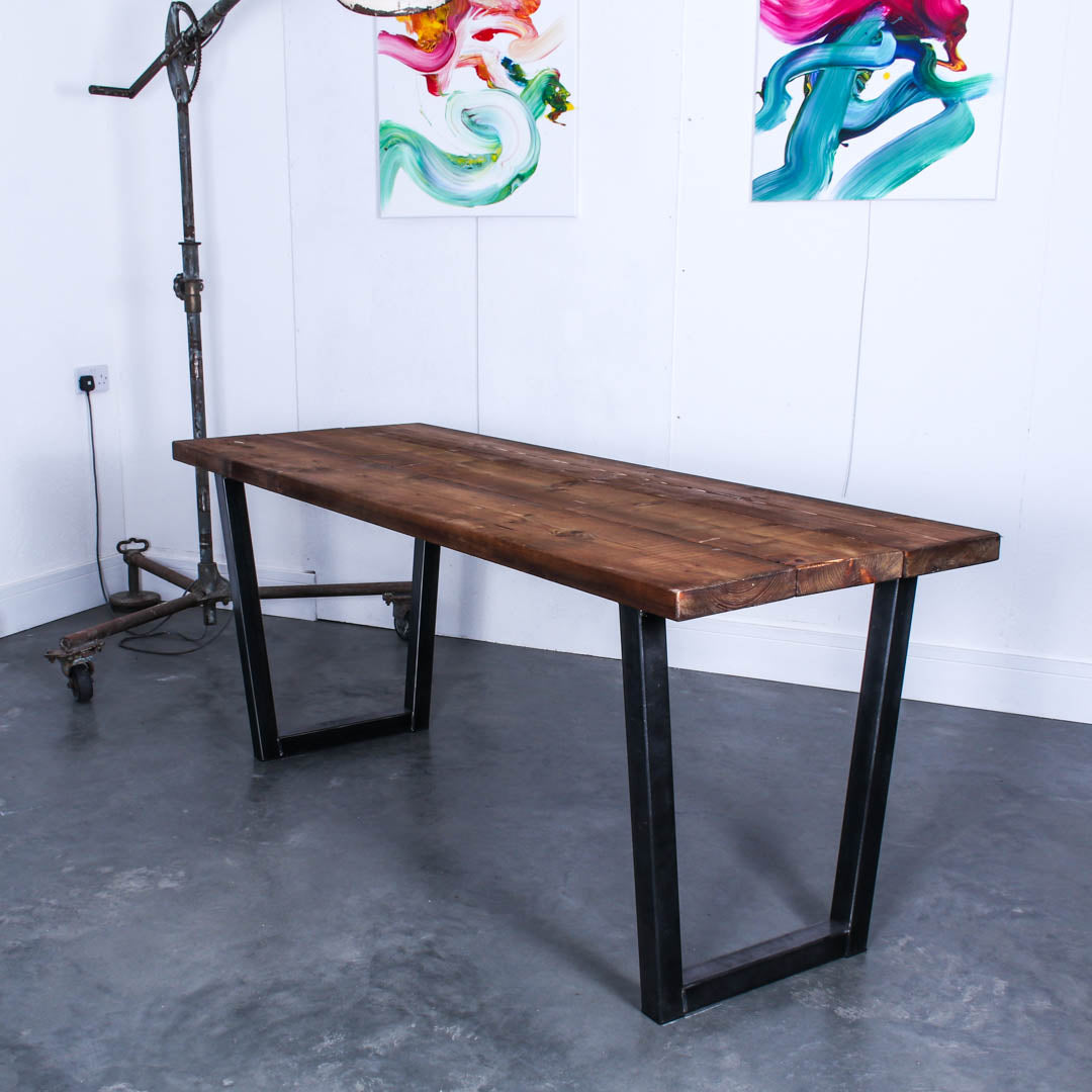 extra chunky rustic industrial dining table chunk 1 3 boards studio walnut