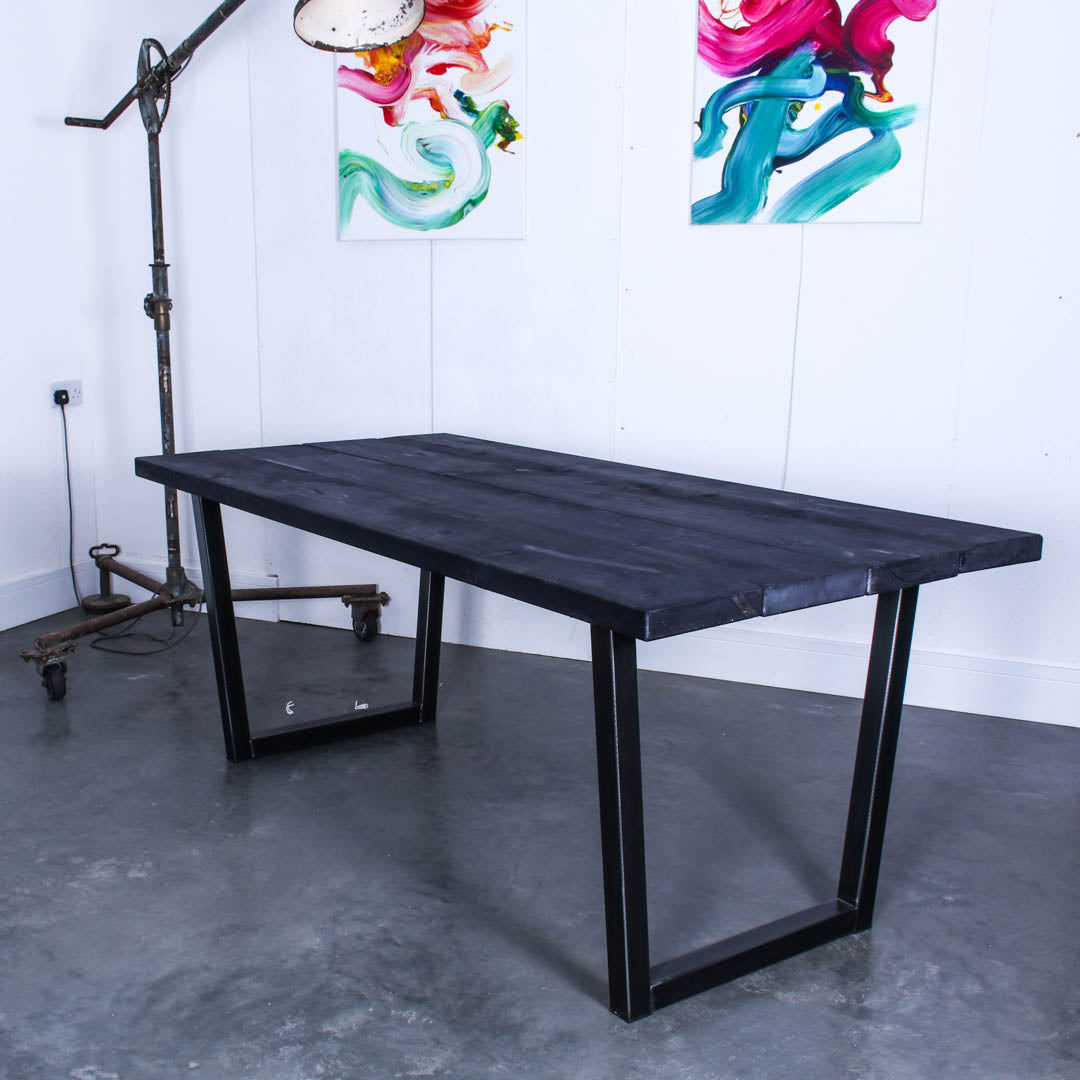extra chunky rustic industrial dining table chunk 1 4 boards studio charcoal