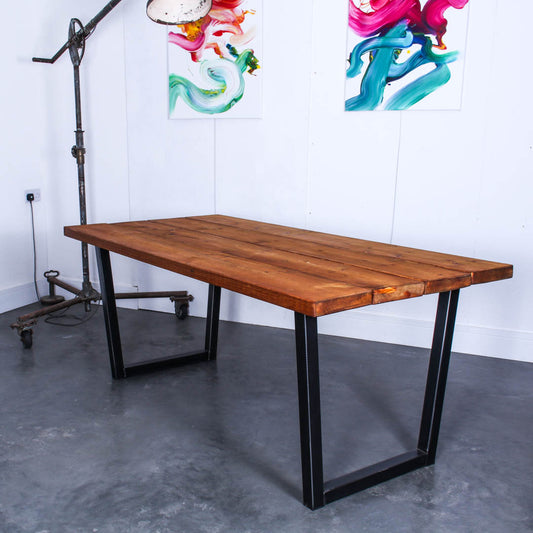 extra chunky rustic industrial dining table chunk 1 4 boards studio oak