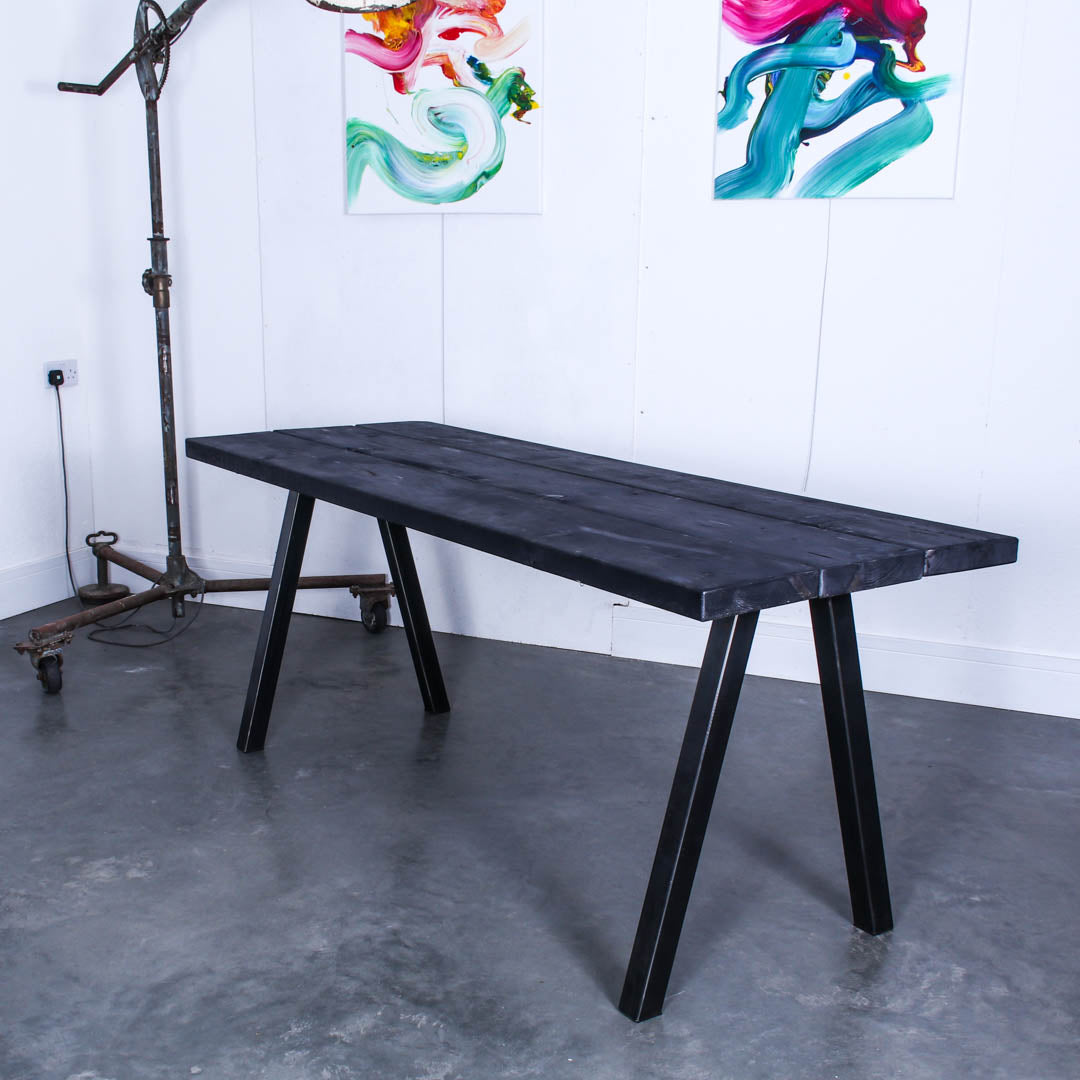 extra chunky rustic industrial dining table chunk 2 3 board  studio charcoal