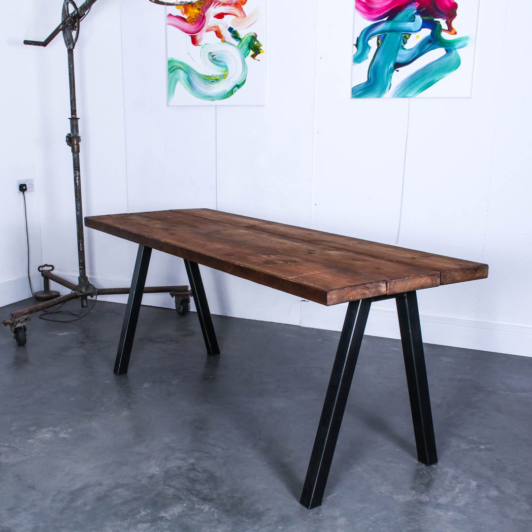 extra chunky rustic industrial dining table chunk 2 3 board  studio walnut