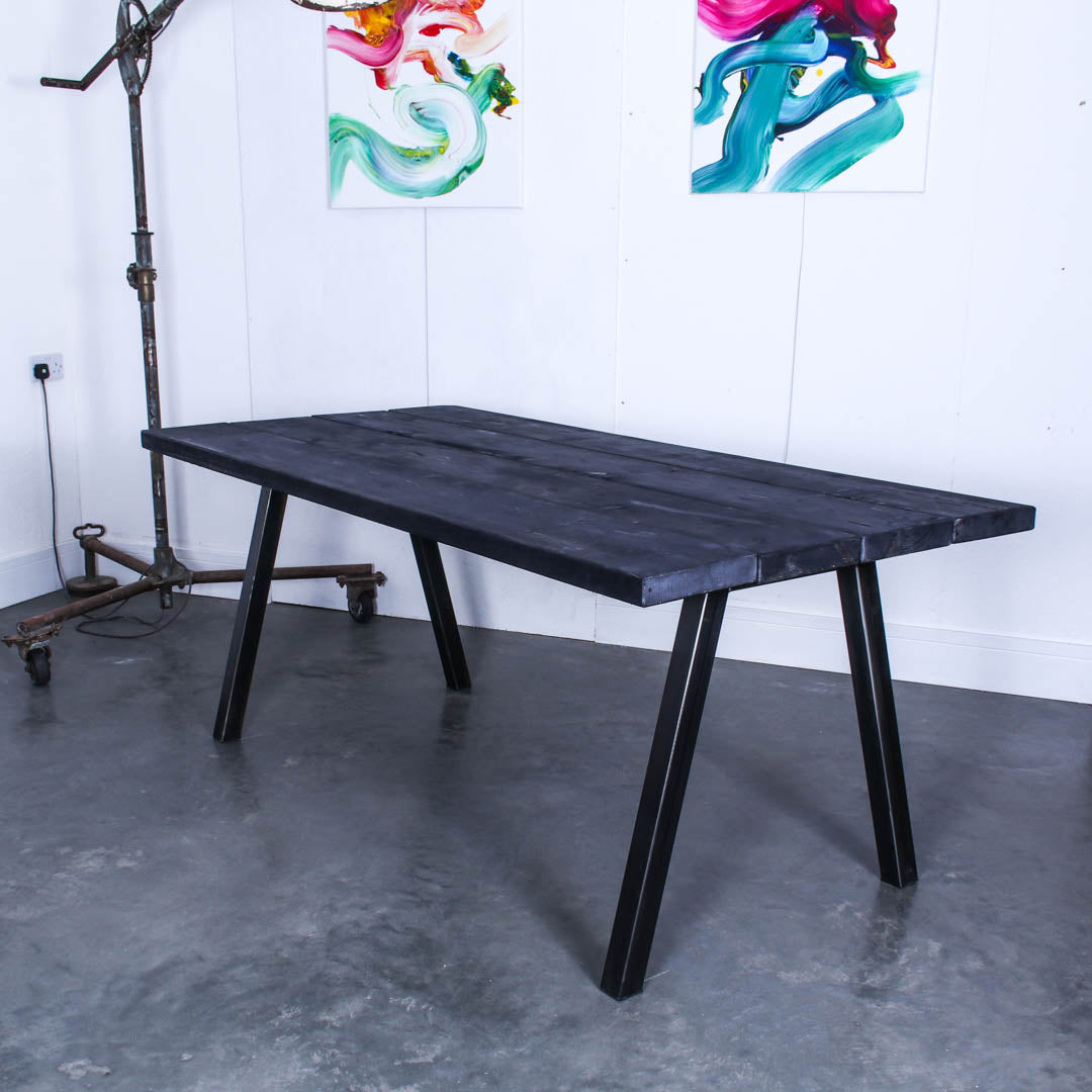 extra chunky rustic industrial dining table chunk 2 4 board  studio charcoal