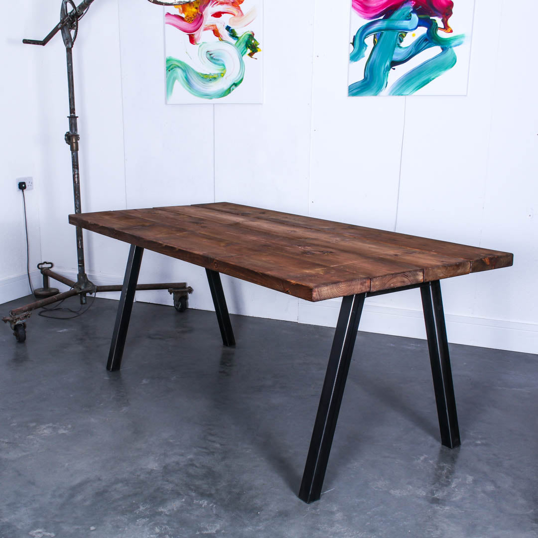 extra chunky rustic industrial dining table chunk 2 4 board  studio walnut