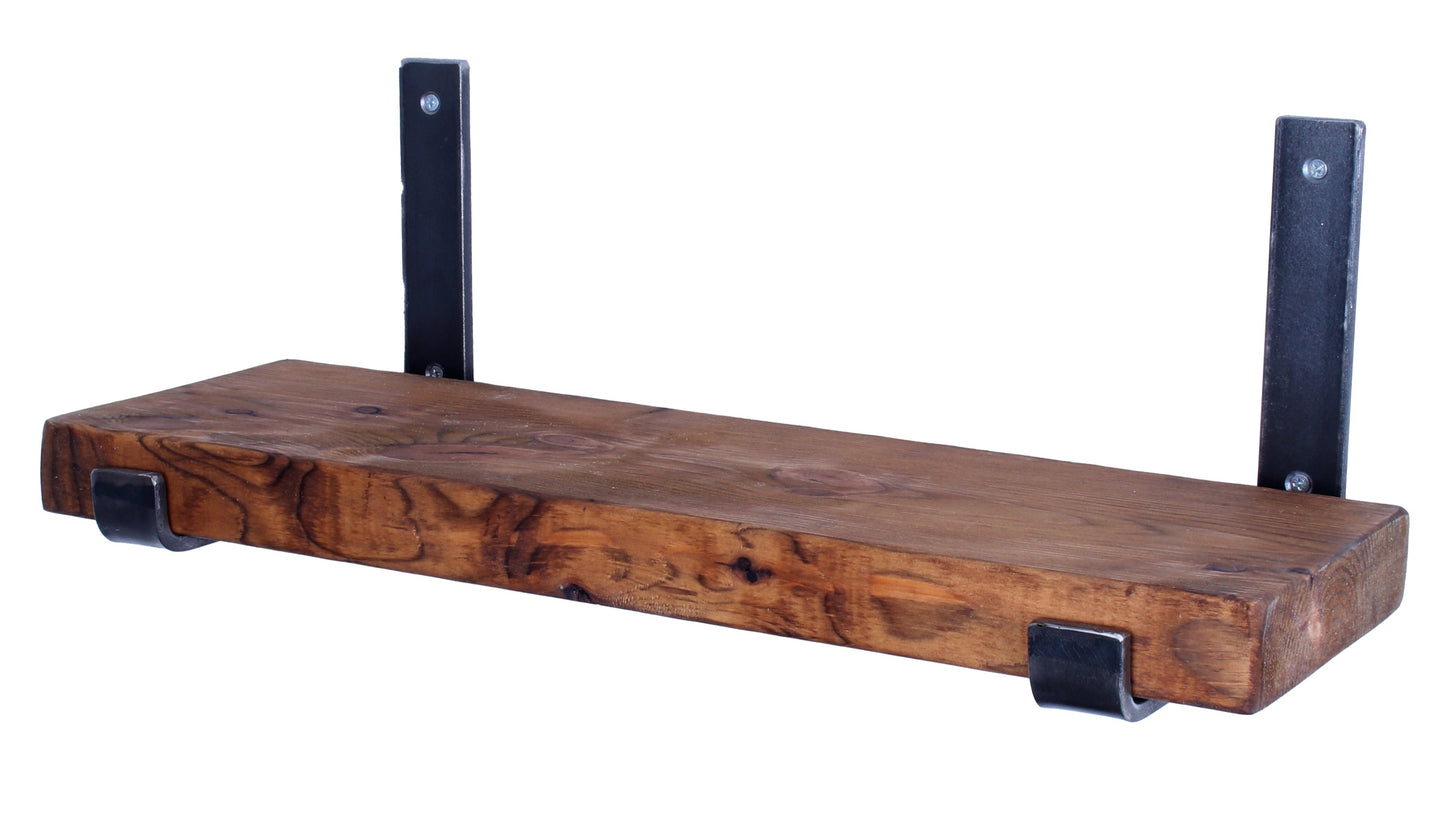 extra chunky rustic industrial shelf up brackets walnut