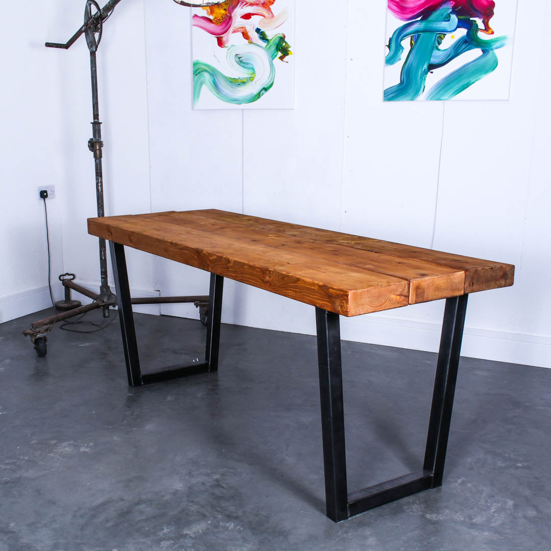extremely chunky 3 board rustic industrial dining table chunk one light oak