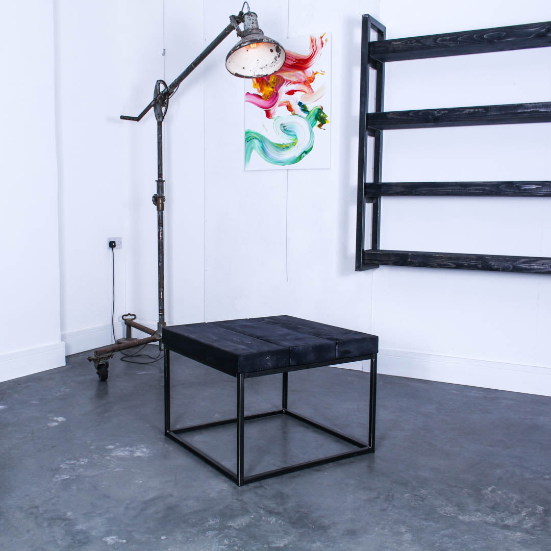 extremely chunky handmade rustic industrial cube coffee table 1 charcoal studio