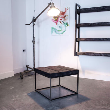 extremely chunky handmade rustic industrial cube coffee table 1 charcoal studio lit
