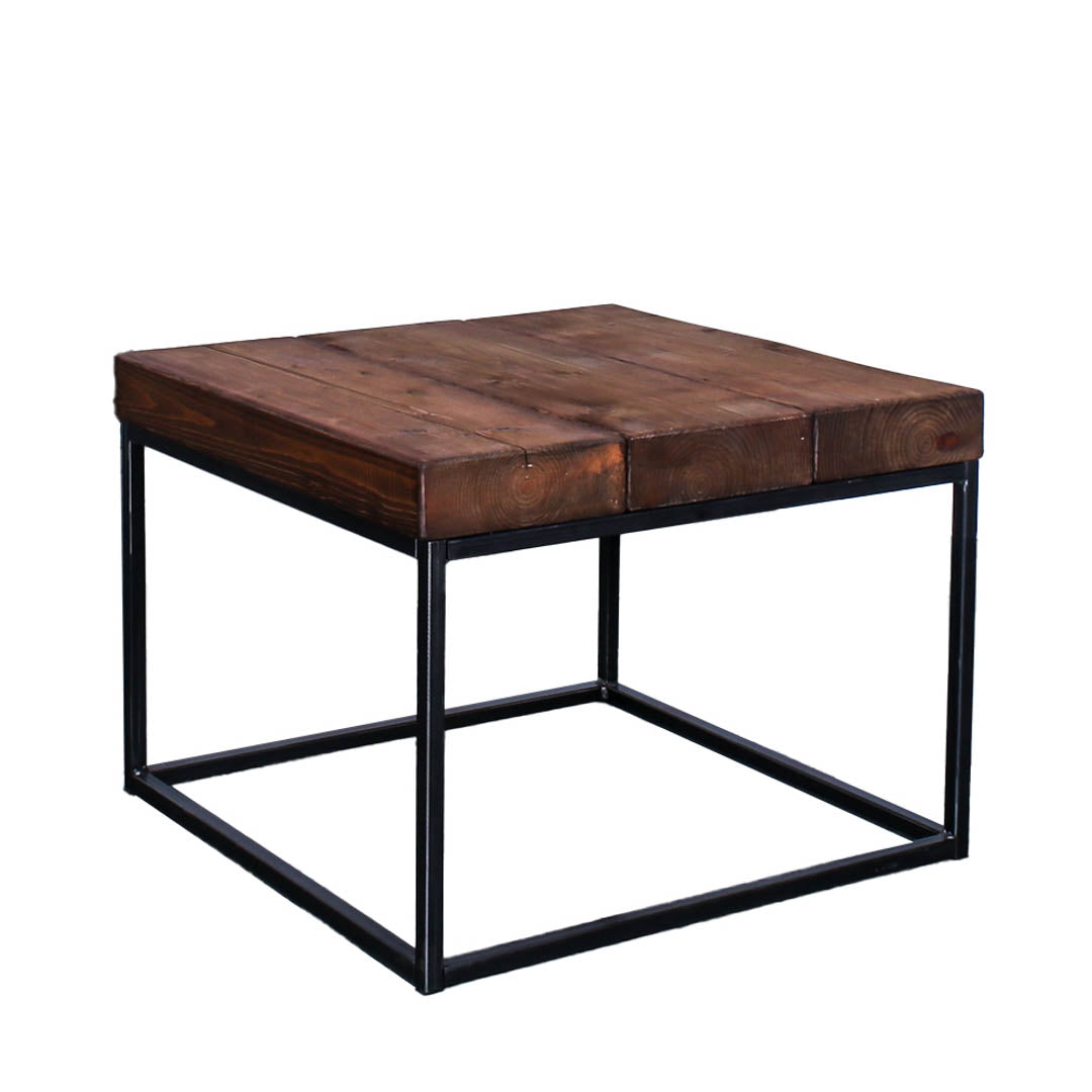 extremely chunky handmade rustic industrial cube coffee table 1 walnut