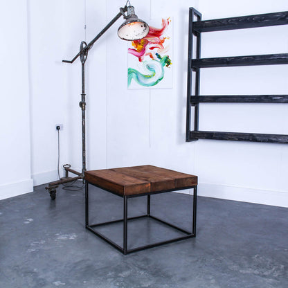 extremely chunky handmade rustic industrial cube coffee table 1 walnut studio
