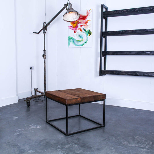 extremely chunky handmade rustic industrial cube coffee table 1 walnut studio