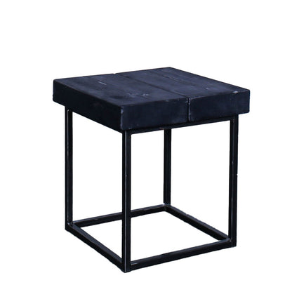 extremely chunky handmade rustic industrial cube side table charcoal