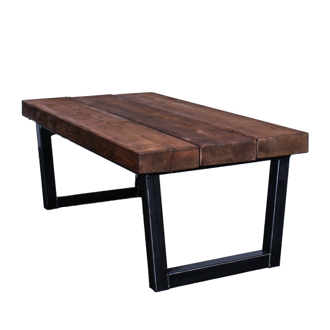 extremely chunky rustic industrial coffee table chunk 1 3 boards walnut