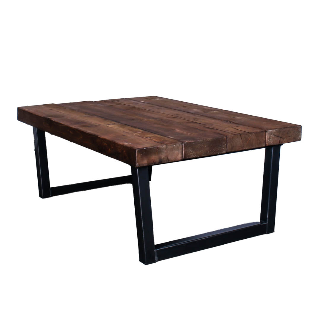 extremely chunky rustic industrial coffee table chunk 1 4 boards walnut