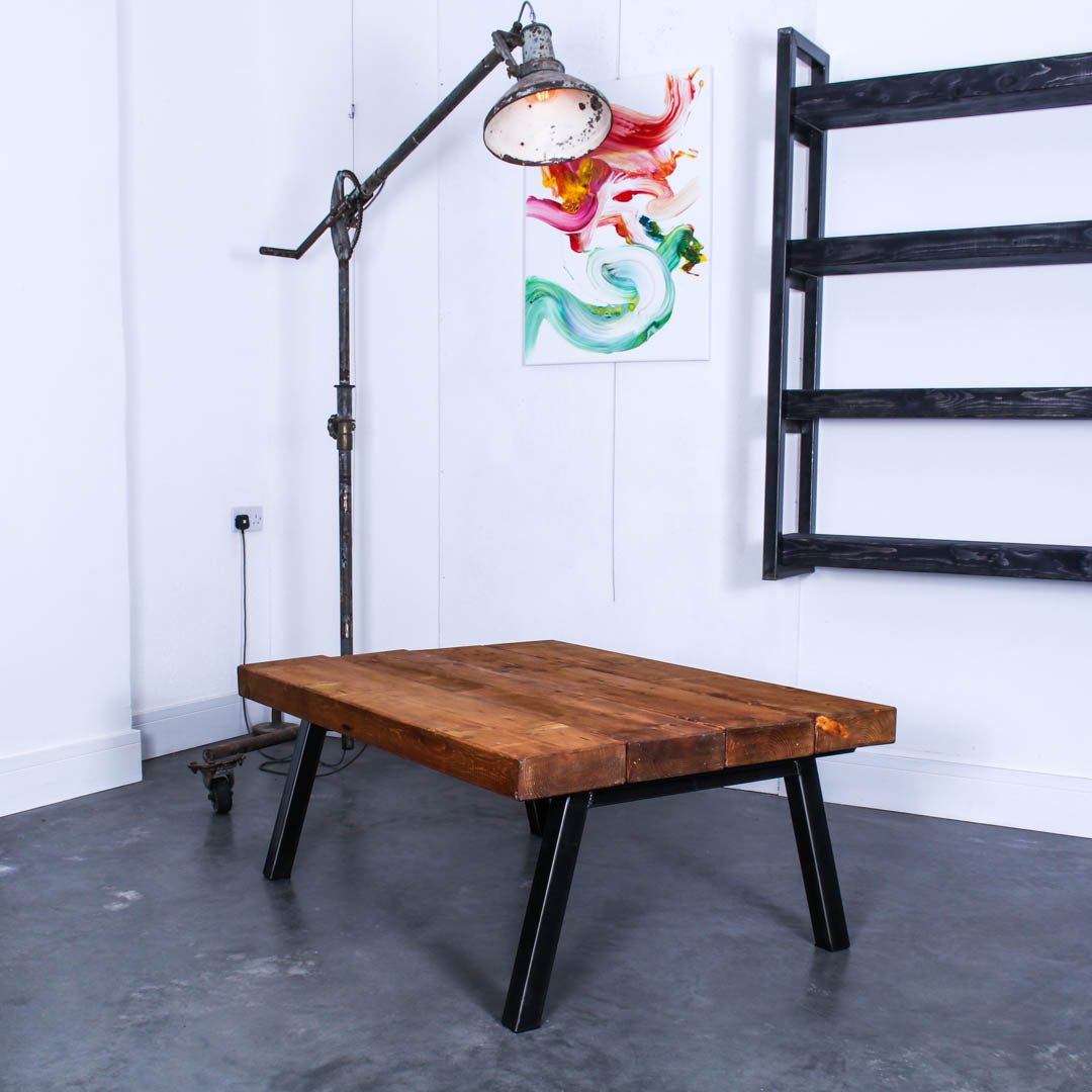 extremely chunky rustic industrial coffee table chunk 2 4 boards studio oak