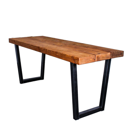 extremely chunky rustic industrial dining table chunk 1 3 boards oak